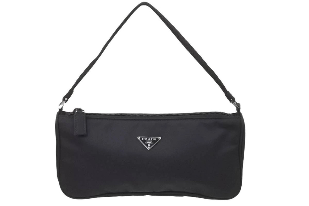 Prada accessory Pouch Clutch NERO black Handbag holder plate